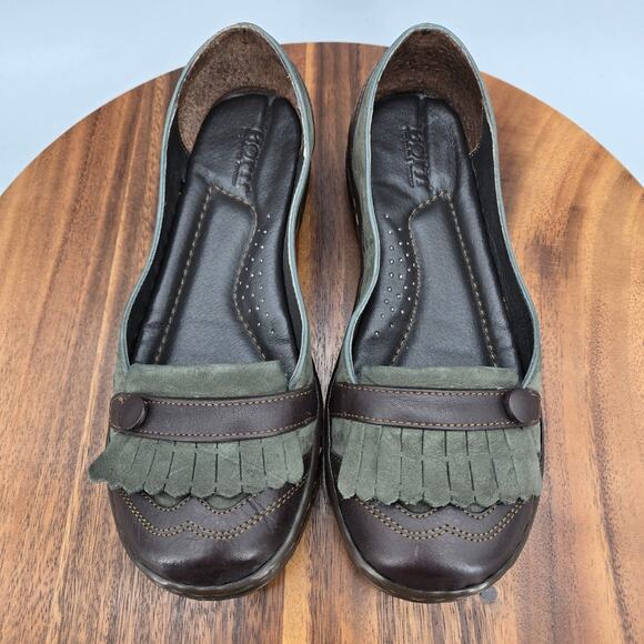 Born Flats Women's 7 M Dark Gray Leather Kiltie Slip On Comfort Loafer Shoes - Picture 6 of 7